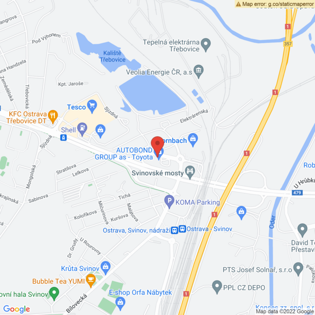 Poloha Toyota Ostrava - Svinov