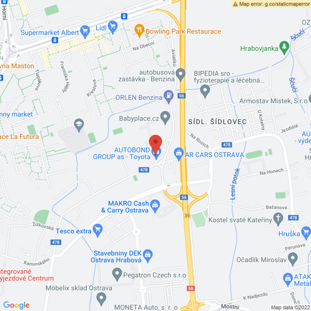 Poloha Toyota Ostrava – Hrabová